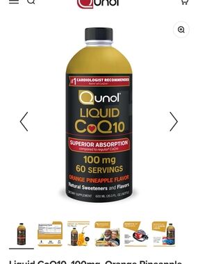 Qunol Liquid CoQ10 Orange Pineapple 100 mg - 60 Servings